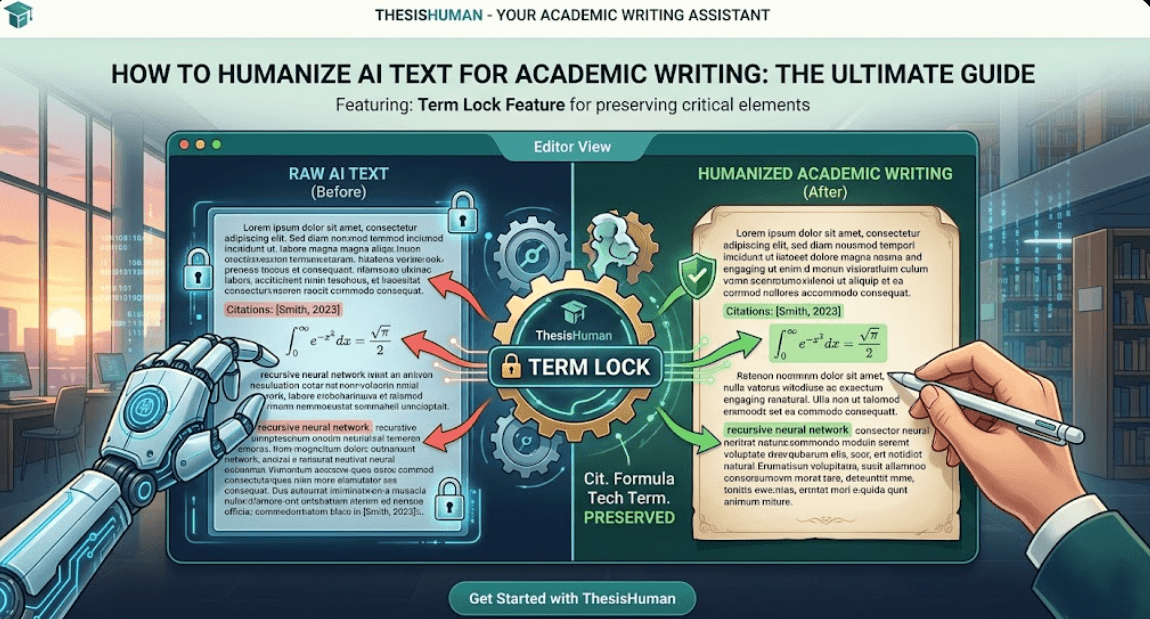 ThesisHuman Term Lock demo preserving citations and formulas during humanization